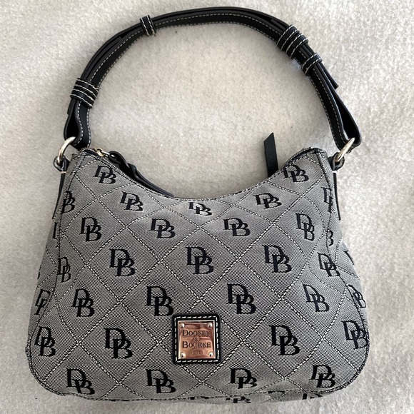 Dooney & Bourke Black Signature Monogram Hobo Shoulder Bag - Picture 3 of 16